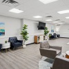 a lounge with seating